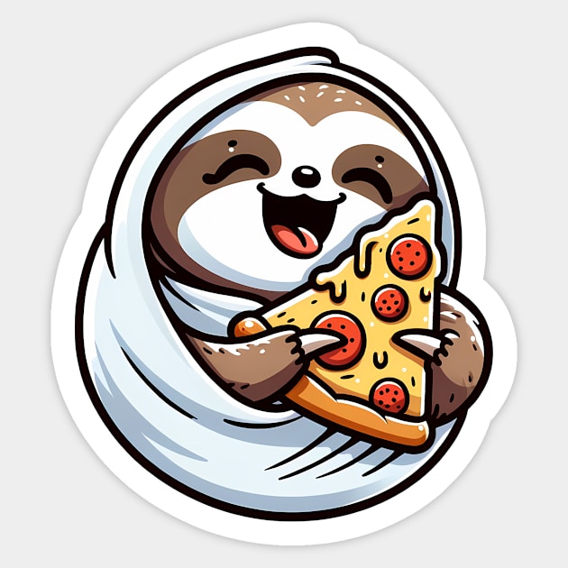 Cute Sloth with a Slice of Pizza Sticker by logiamerch